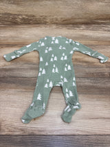 Spearmint Love Waffle Knit Tree Print Footie Sleeper Green sz Newborn