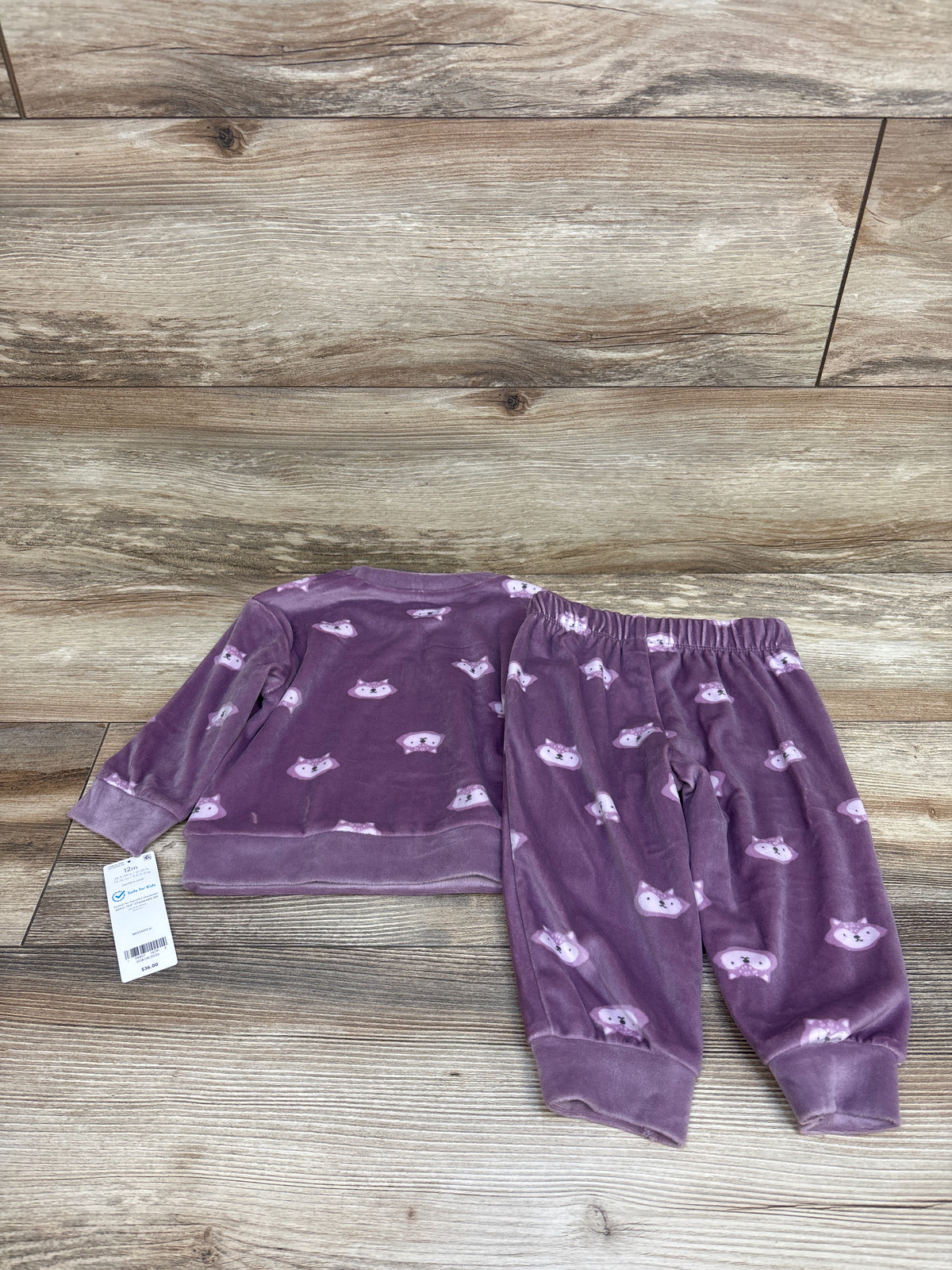 NEW Carter's 2pc Velour Top & Bottoms Set Purple sz 12m