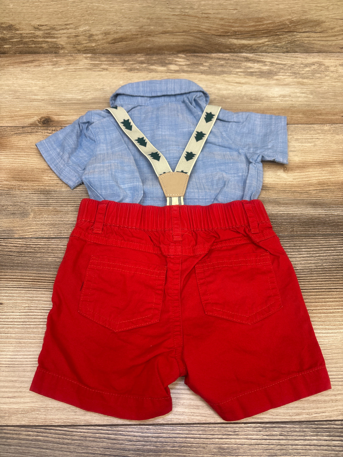 Cat & Jack 3pc Christmas Tree Suspender Set Blue sz 12m
