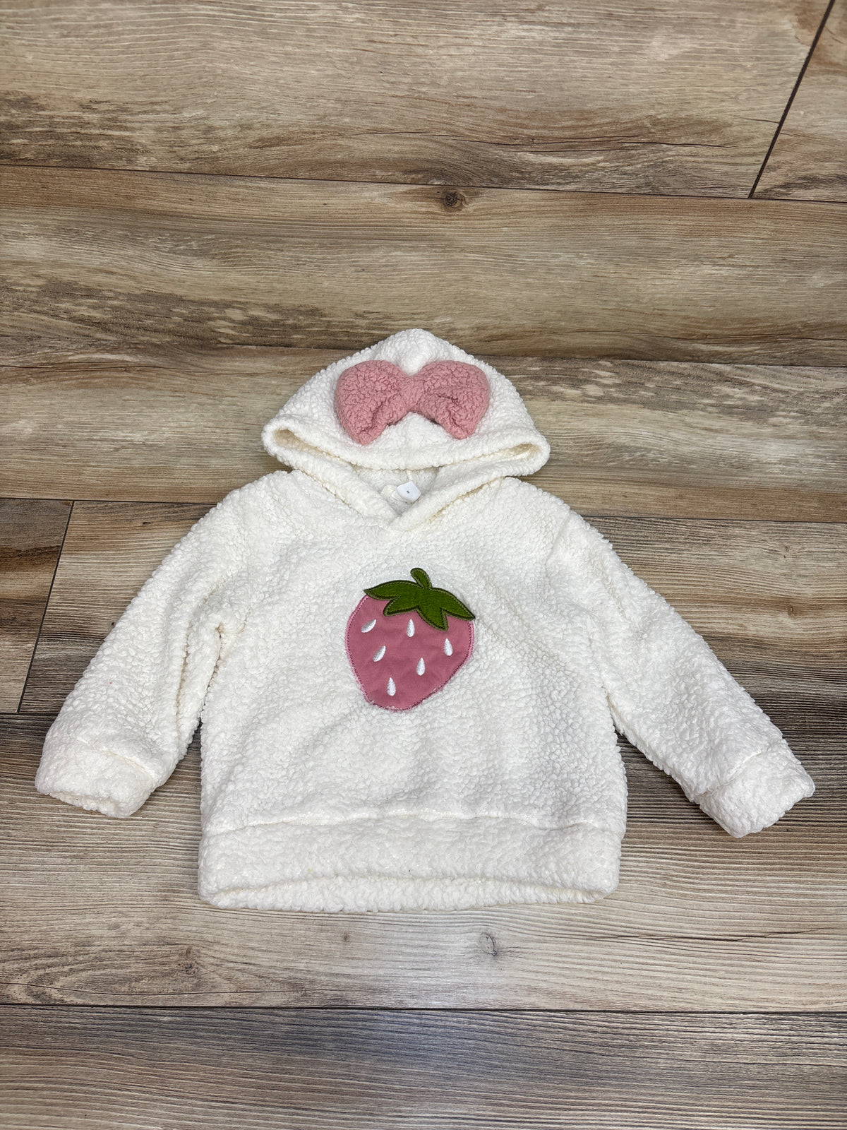 Shein Strawberry Sherpa Hooded Sweatshirt White sz 12-18m