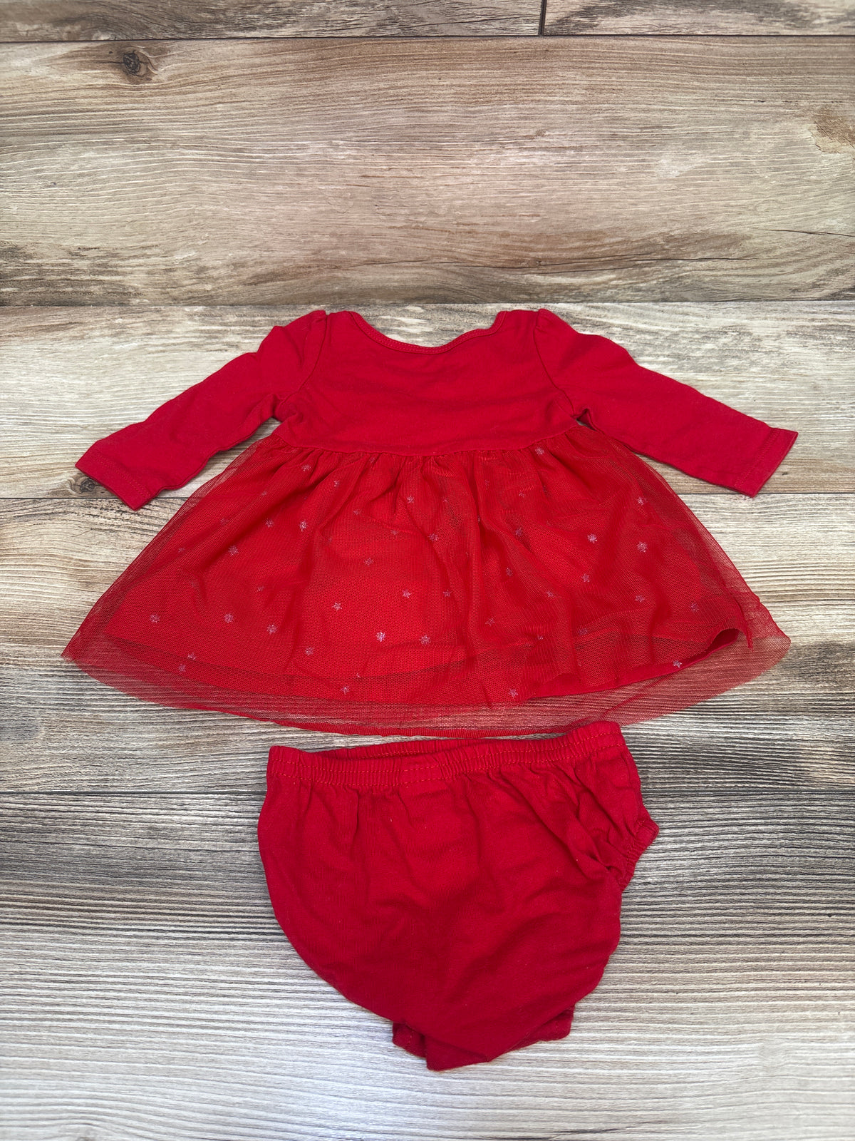 Just One You 2pc Long Sleeve Tulle Dress & Bloomers Set Red sz 3m