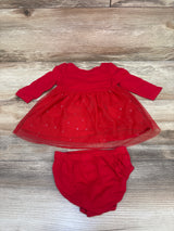 Just One You 2pc Long Sleeve Tulle Dress & Bloomers Set Red sz 3m