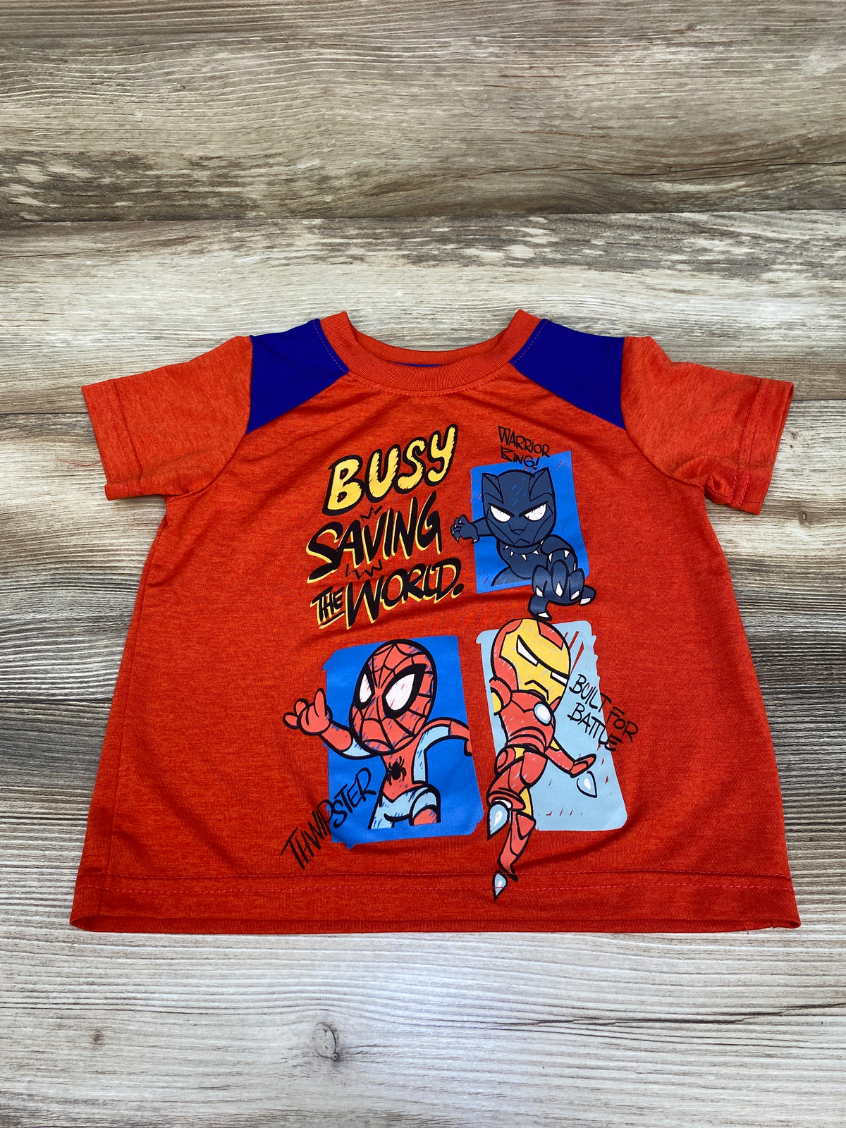 Marvel Busy Saving The World Shirt Red sz 2T