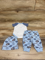 Baby Essentials 4pc Little Slugger Bodysuit, Pants, & Hat Set White sz 3m