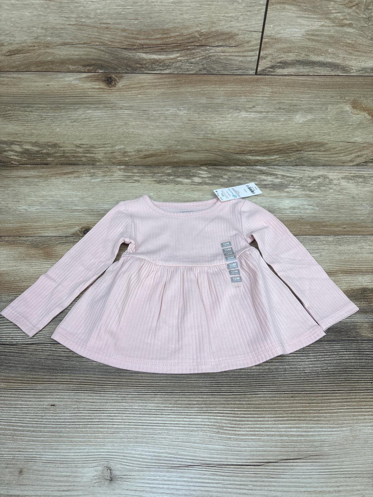 NEW Carter's Ribbed Long Sleeve Peplum Top Pink sz 12m