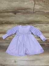 FERWANG Puff Sleeve Ribbed Dress Purple sz 18-24m