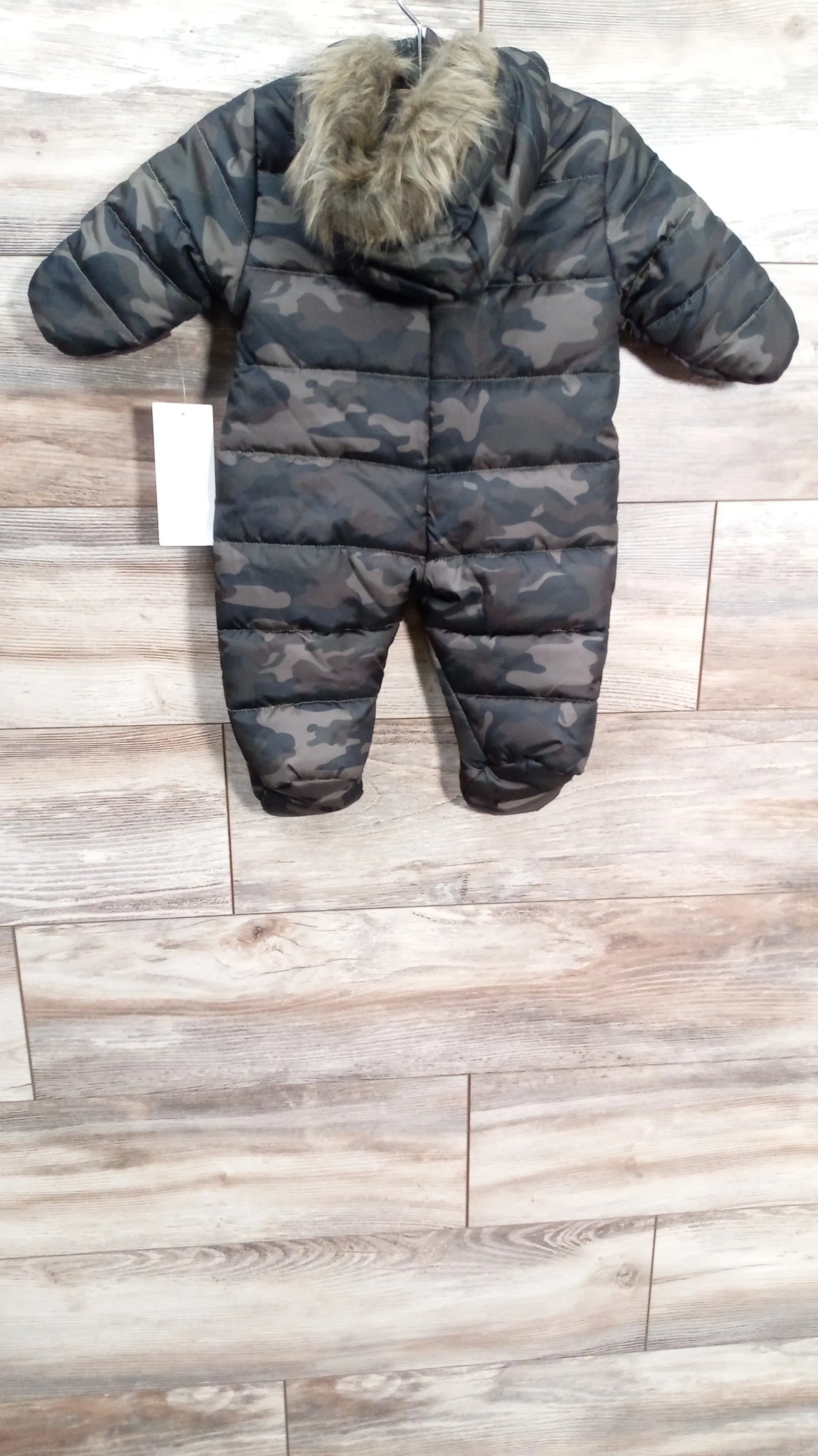 NEW Rothschild Green Camo Pram Snowsuit with Faux Fur Trim sz 3-6m