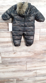 NEW Rothschild Green Camo Pram Snowsuit with Faux Fur Trim sz 3-6m