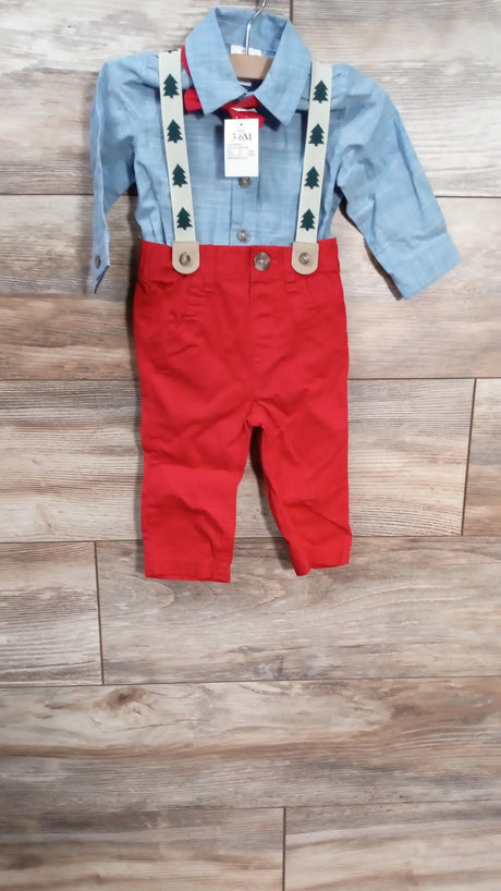 NEW Cat & Jac 4pc Tree Print Suspender Set Blue sz 3-6m - Me n Mommy To Be