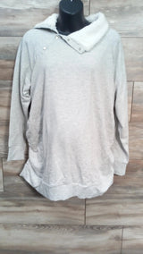 NEW Isabel Maternity Snap Sherpa Collar Grey Sweatshirt sz XXL