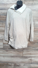 NEW Isabel Maternity Snap Sherpa Collar Oatmeal Sweatshirt sz XXL