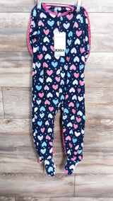 NEW Kids Headquarters Heart Print Blanket Sleepers Pink/Navy sz 3T