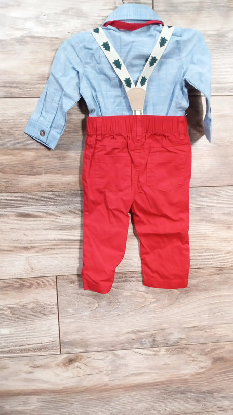 NEW Cat & Jac 4pc Tree Print Suspender Set Blue sz 3-6m - Me n Mommy To Be