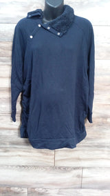 NEW Isabel Maternity Snap Sherpa Collar Navy Sweatshirt sz XXL