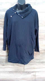 NEW Isabel Maternity Snap Sherpa Collar Navy Sweatshirt sz XL