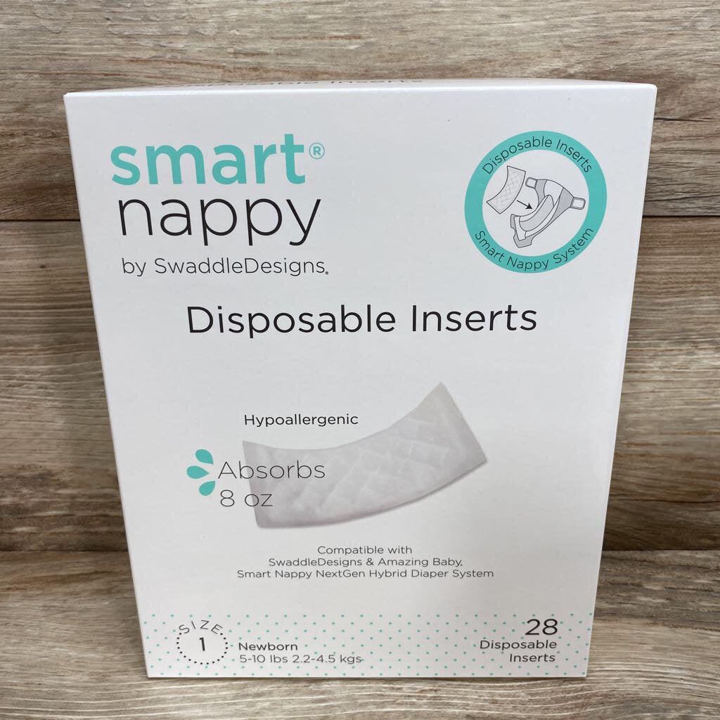 NEW 28Ct Smart Nappy Disposable Inserts Swaddle Designs sz 1 (5-10lbs) - Me 'n Mommy To Be