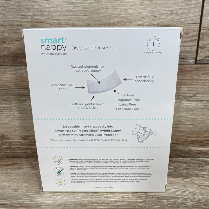 NEW 28Ct Smart Nappy Disposable Inserts Swaddle Designs sz 1 (5-10lbs) - Me 'n Mommy To Be