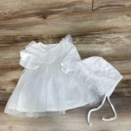 NWoT Tulle Overlay Dress & Bonnet sz 6-9m - Me 'n Mommy To Be