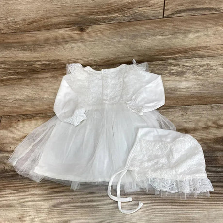 NWoT Tulle Overlay Dress & Bonnet sz 6-9m - Me 'n Mommy To Be