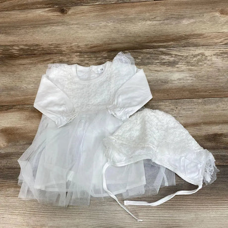 NWoT Tulle Overlay Dress & Bonnet sz 6-9m - Me 'n Mommy To Be