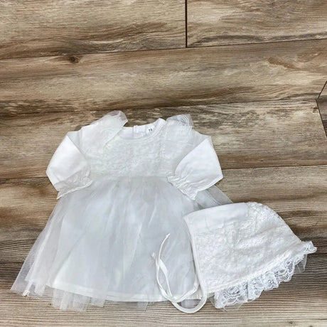 NWoT Tulle Overlay Dress & Bonnet sz 6-9m - Me 'n Mommy To Be