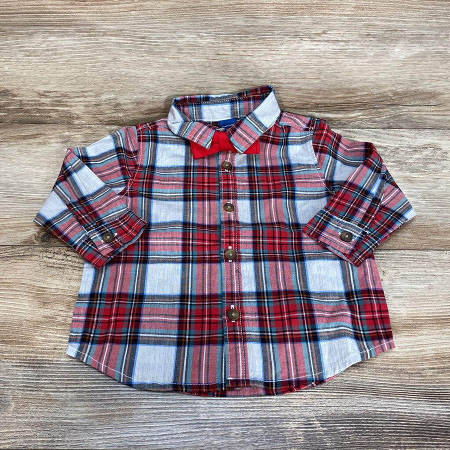 NEW Old Navy Plaid Button-Up Shirt & Bowtie sz 6-12m - Me 'n Mommy To Be