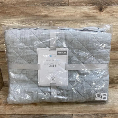 NEW Pottery Barn Kids Belgian Flax Linen Baby Quilt - Me 'n Mommy To Be