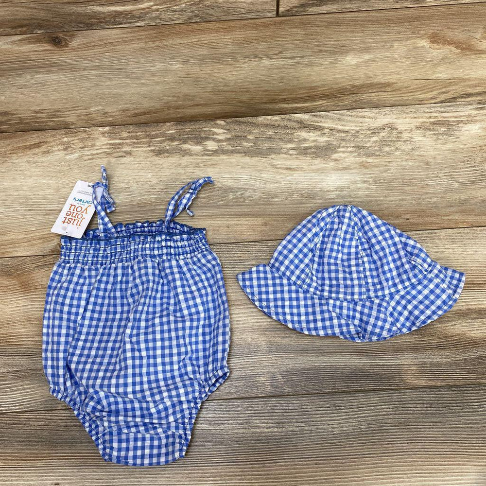 NEW Just One You 2pc Gingham Sunsuit & Hat sz 3m - Me 'n Mommy To Be