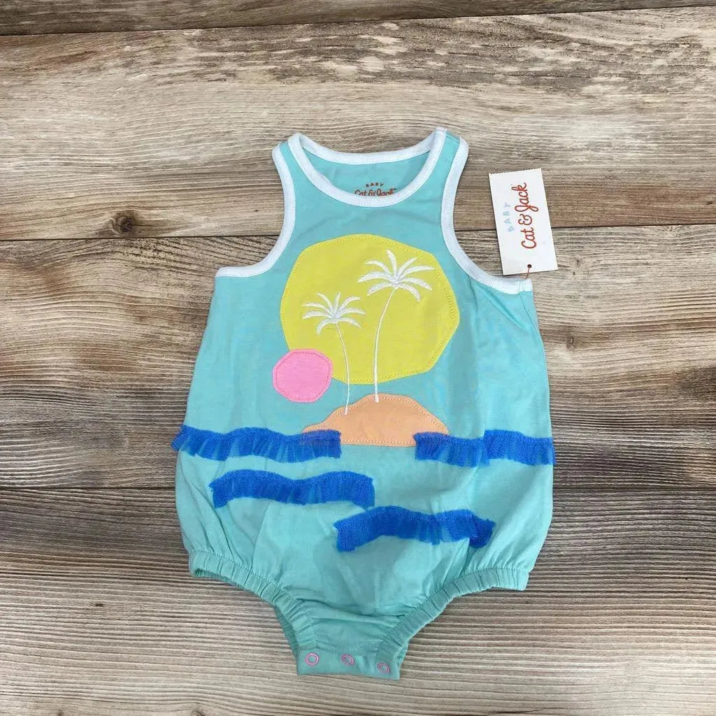 NEW Cat & Jack Beach Applique Romper sz 6-9m - Me 'n Mommy To Be