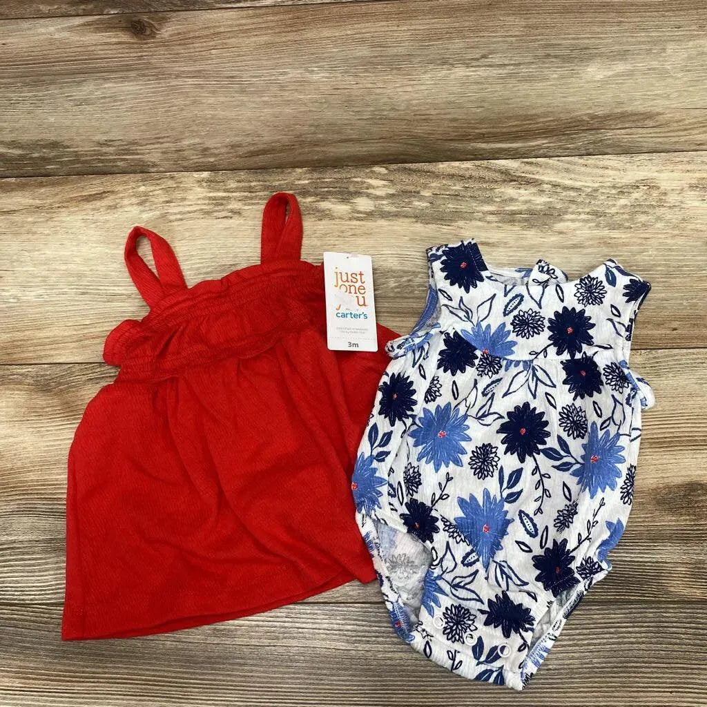 NEW Just One You 3pc Floral Romper Set sz 3m - Me 'n Mommy To Be