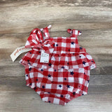 NEW Cat & Jack 2pc Gingham Stars Romper & Headband sz NB - Me 'n Mommy To Be