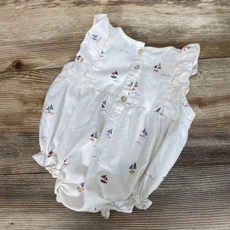 Petite Plume Ruffled Romper in Bateau sz 0-3m - Me 'n Mommy To Be