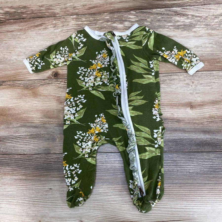 Milkbarn Floral Bamboo Ruffle Footie sz 0-3m - Me 'n Mommy To Be