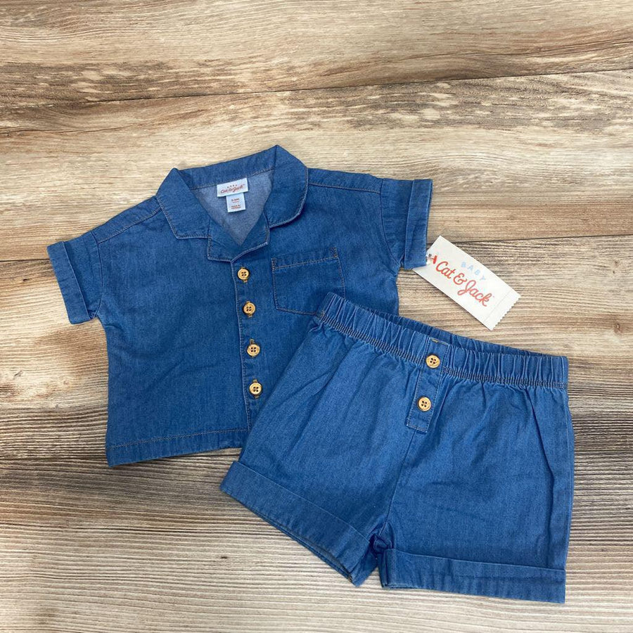 NEW Cat & Jack 2pc Button-Up Shirt & Shorts sz 3-6m - Me 'n Mommy To Be