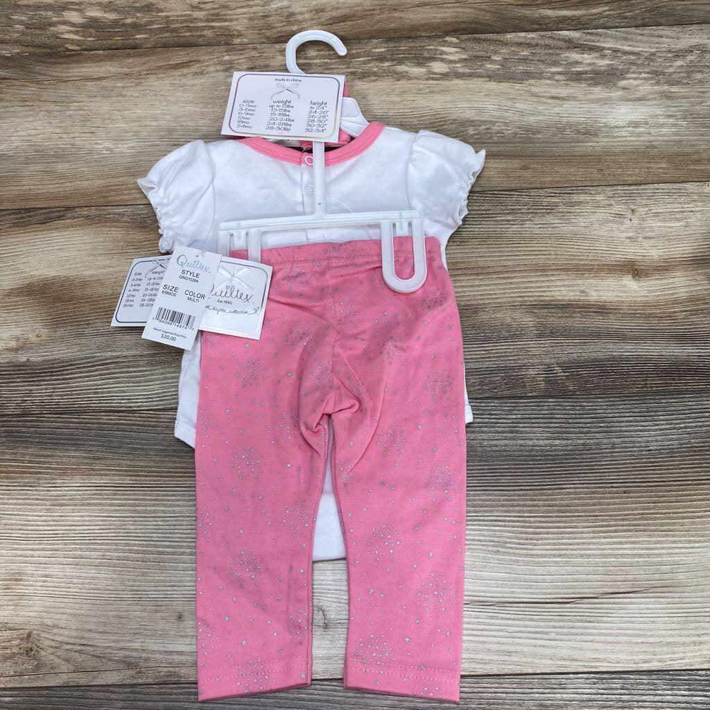 NEW 3pc Quiltex 3pc Bodysuit + Pants + Headband sz 6-9m - Me 'n Mommy To Be