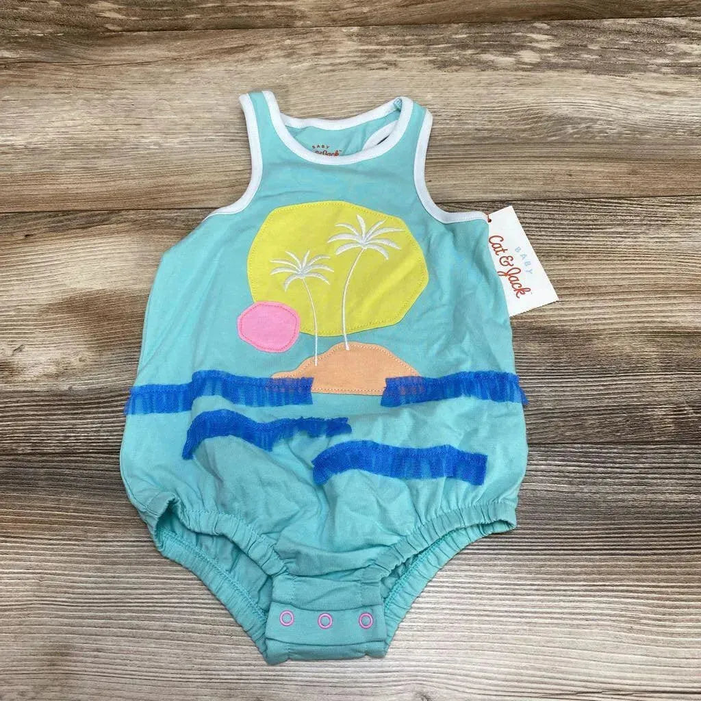 NEW Cat & Jack Beach Applique Romper sz 12m - Me 'n Mommy To Be