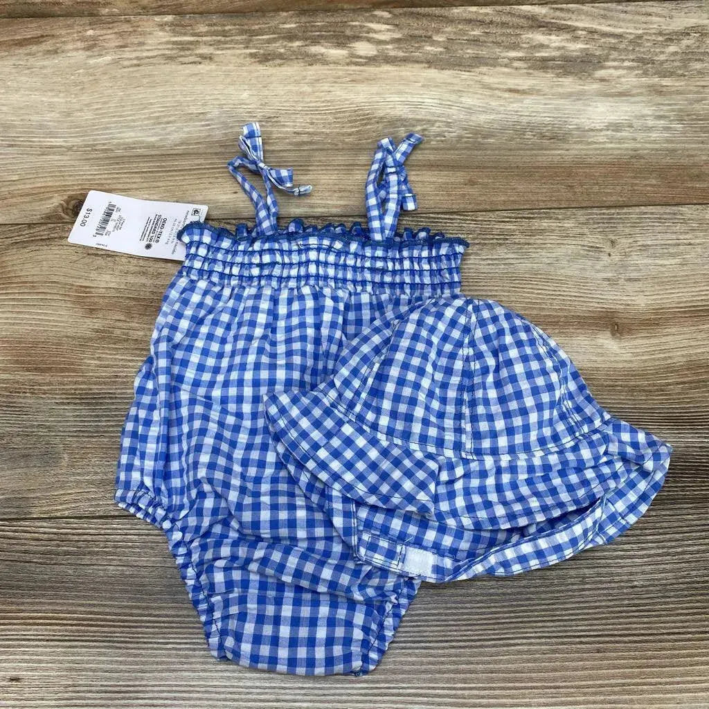 NEW Just One You 2pc Gingham Sunsuit & Hat sz NB - Me 'n Mommy To Be