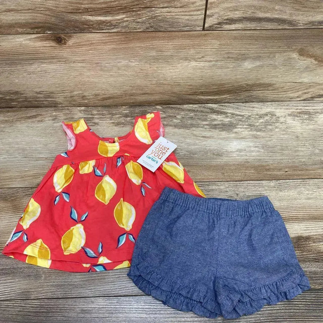 NEW Just One You 2pc Lemon Top & Chambray Shorts sz 3m - Me 'n Mommy To Be