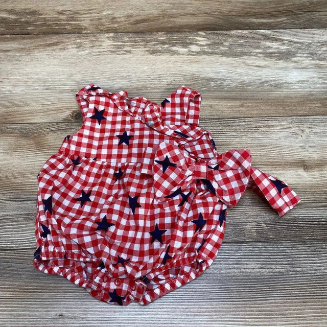 Cat & Jack 2pc Gingham Stars Romper & Headband sz 6-9m - Me 'n Mommy To Be