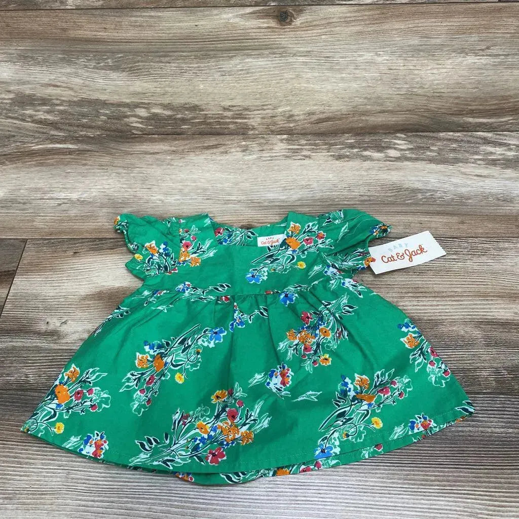 NEW Cat & Jack Floral Short Sleeve Dress sz 0-3m - Me 'n Mommy To Be