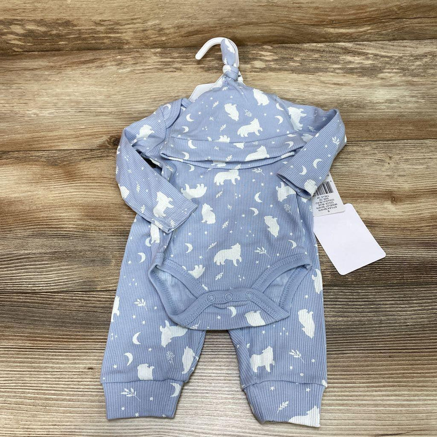 NEW Sterling Baby 3pc Bodysuit + Pants + Hat sz 3m - Me 'n Mommy To Be