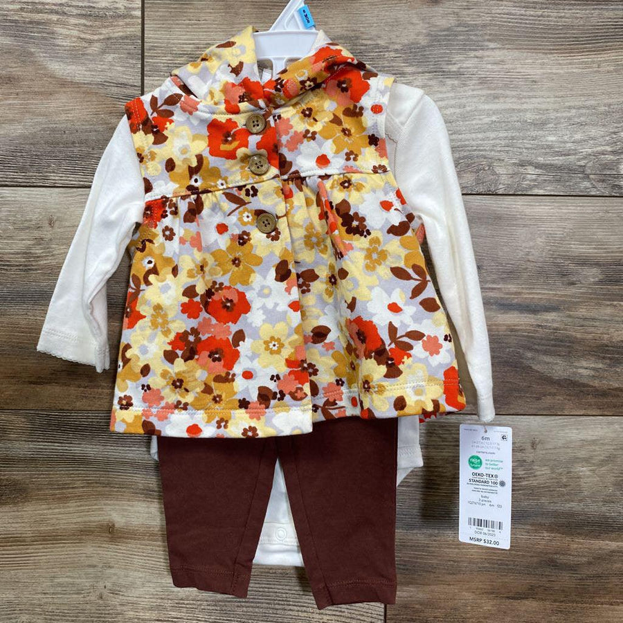 NEW Carter's 3pc Fall Floral Hooded Vest Set sz 6m - Me 'n Mommy To Be