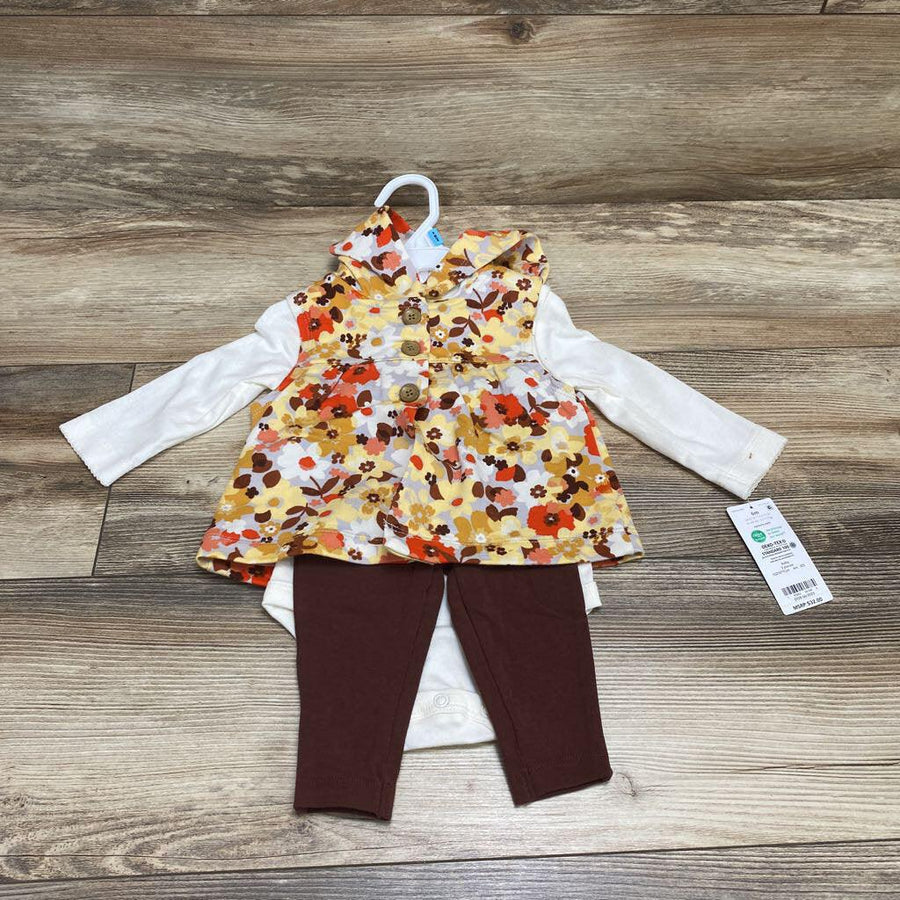 NEW Carter's 3pc Fall Floral Hooded Vest Set sz 6m - Me 'n Mommy To Be