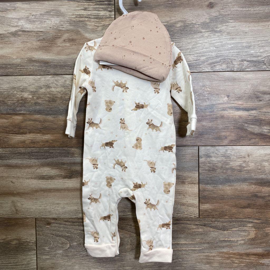 NEW Rabbit + Bear Organic 2Pc Coverall & Hat Set sz 6-9m - Me 'n Mommy To Be