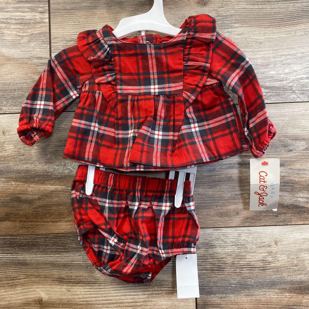 NEW Cat & Jack 2pc Plaid Top & Bottoms Set sz NB - Me 'n Mommy To Be