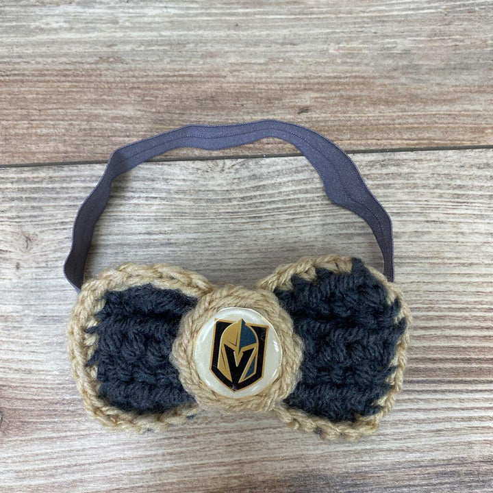 Crochet Baby Headband Bow Vegas Golden Knights Inspired - Me 'n Mommy To Be
