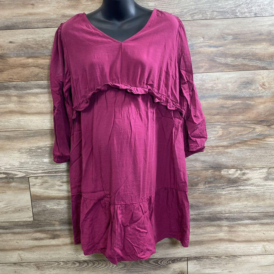 Isabel Maternity Ruffle Waist Woven Dress sz Large - Me 'n Mommy To Be