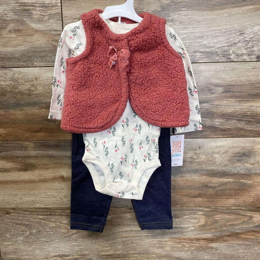 NEW Just One You 3pc Sherpa Vest Set sz 12m - Me 'n Mommy To Be