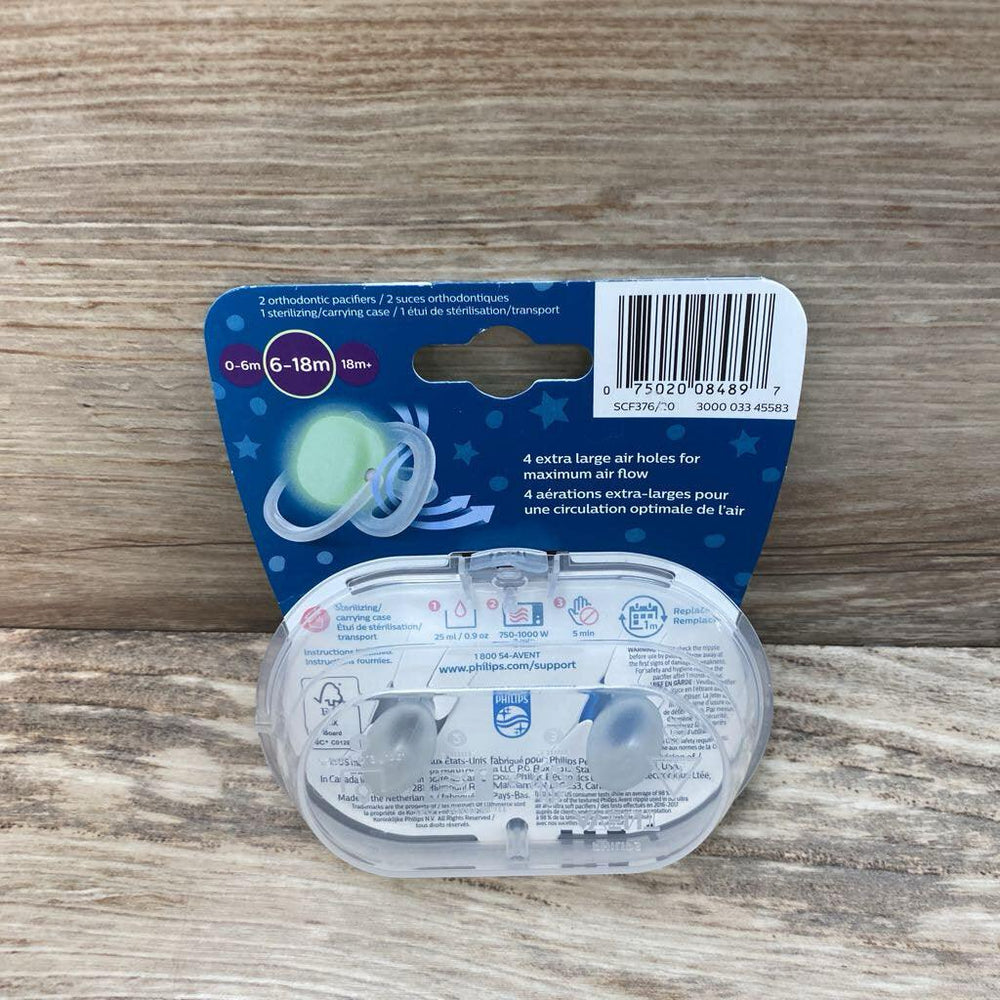 NEW Avent 2Pk Ultra Air Nighttime Pacifiers - Me 'n Mommy To Be
