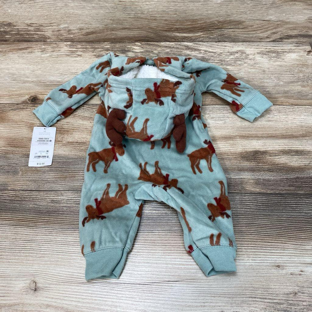 NEW Just One You Fleece Moose Hooded Coverall sz 3m - Me 'n Mommy To Be